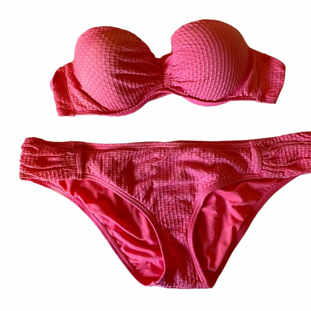 COCO RAVE WOMENS PINK LINGERIE BRA PANTY SET SZ XL